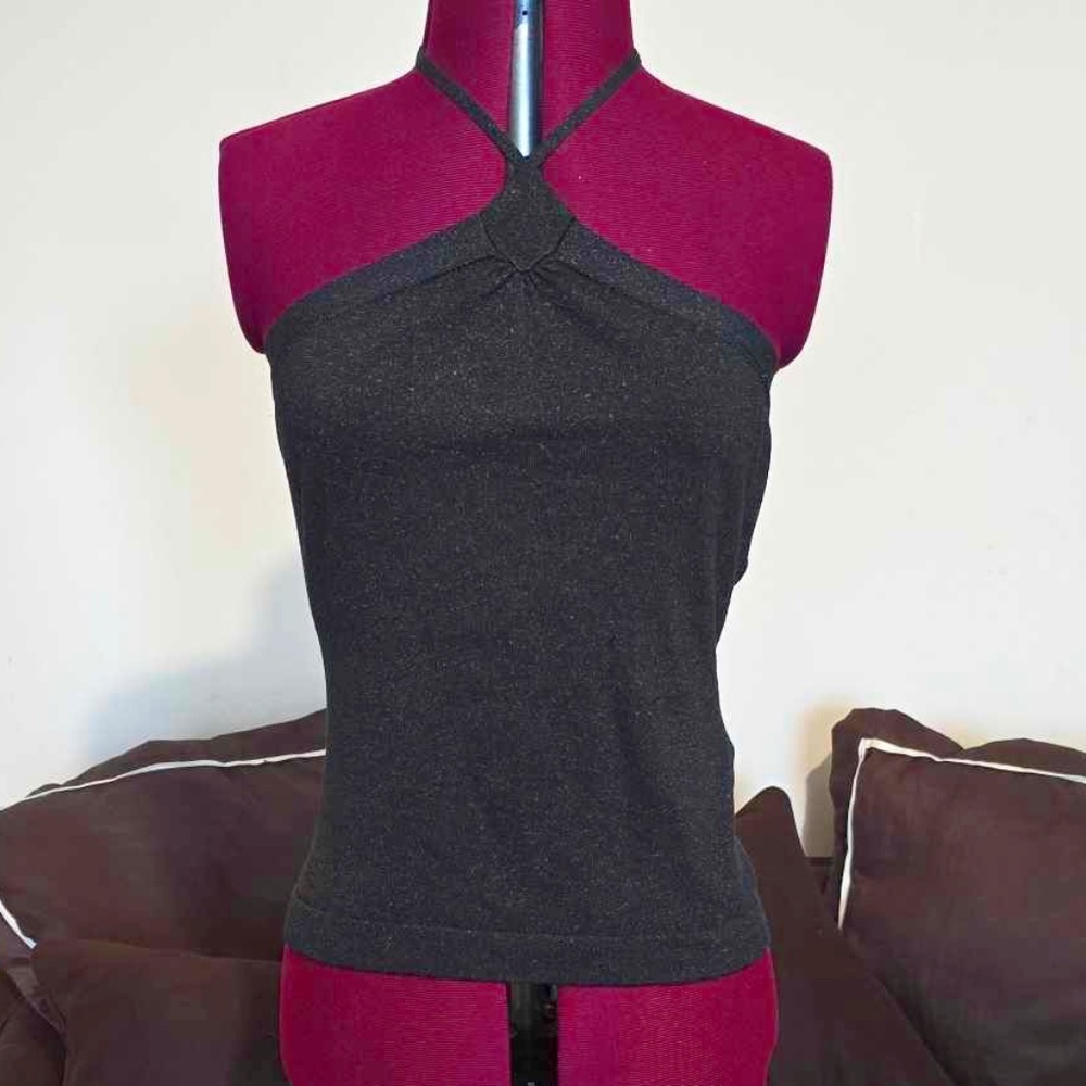 Black Glitter Halter by Express